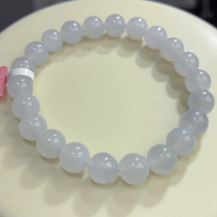 翡翠未镶嵌手链冰胶浅紫卡8.7