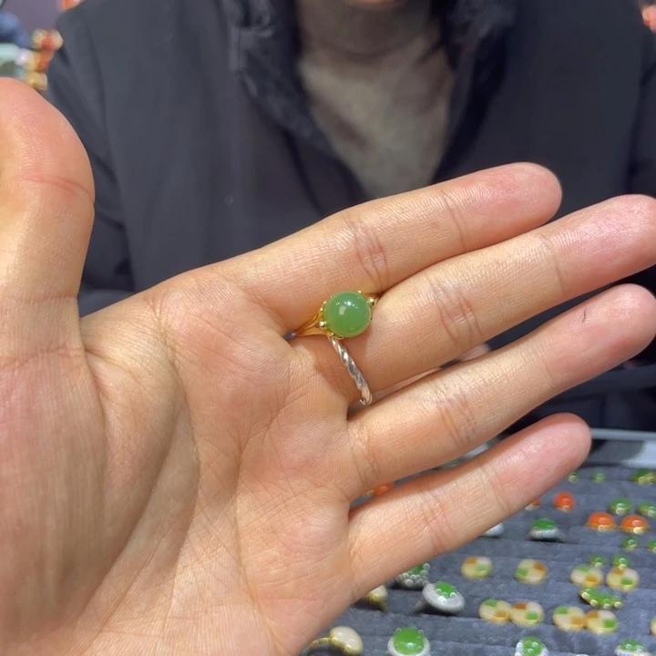 和田玉银S925镶嵌戒指