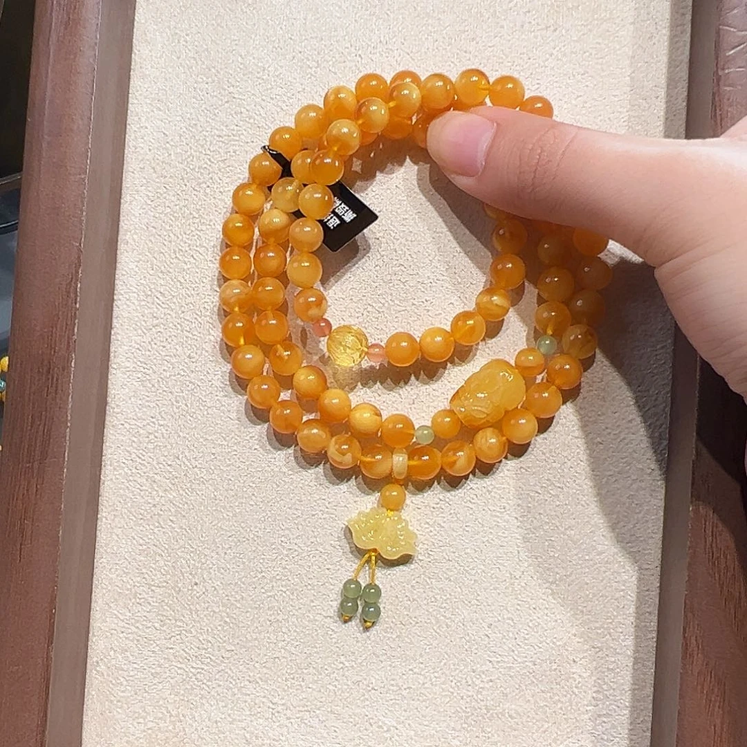 蜜蜡未镶嵌手链7.4mm蜜蜡手串