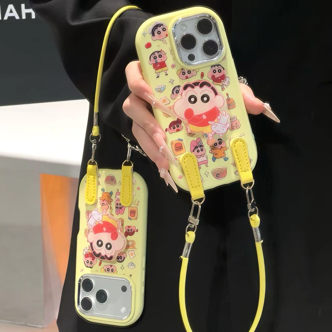 趣味杂烩小新支架挂绳适用iPhone17/16手机壳小米vivoppo华为p50