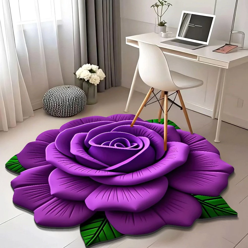 花朵地垫浴室脚垫硅藻泥吸水垫防滑卫生间地毯圆形牡丹花花瓣异形