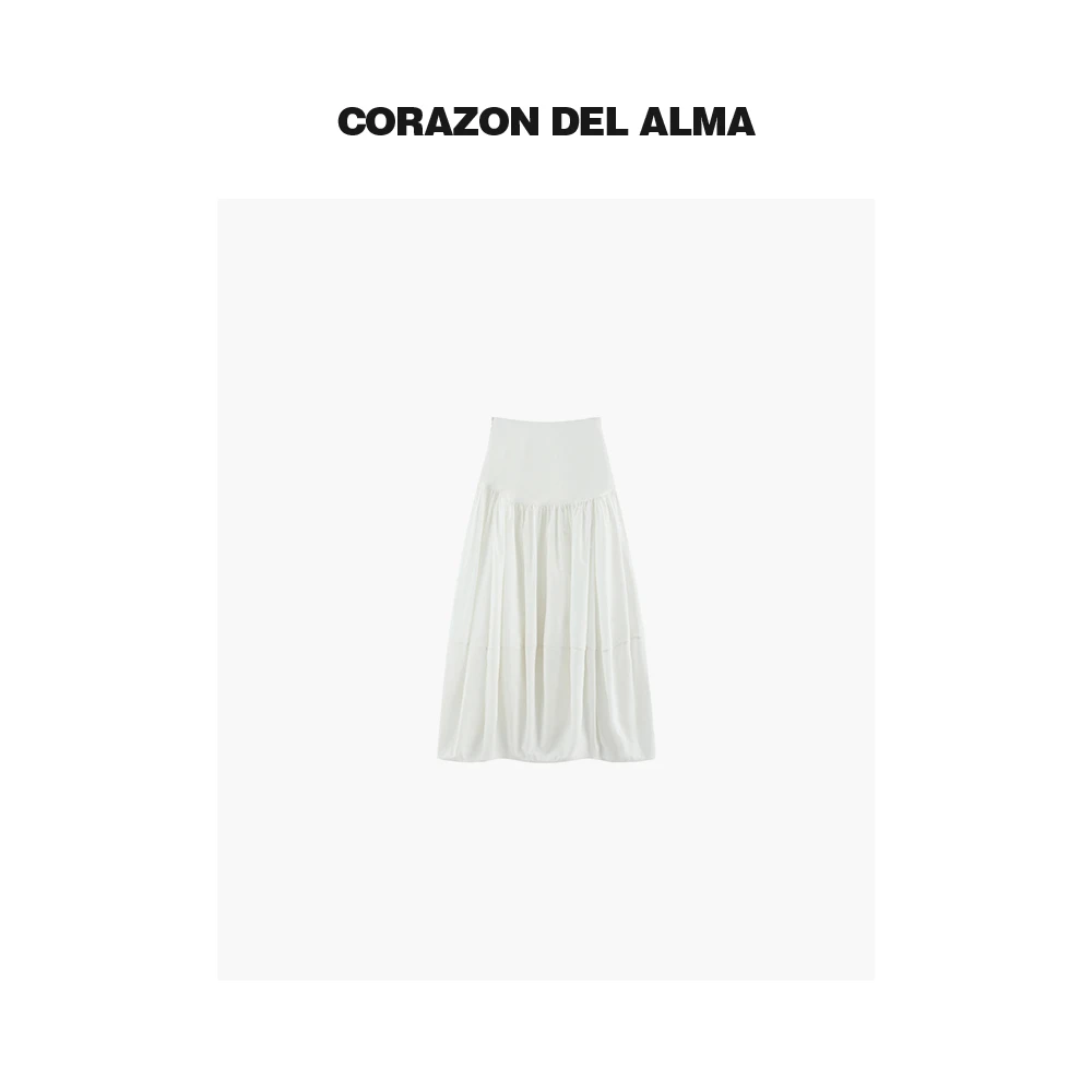 【蓓蕾】高密垂坠凉感随性不规则立体造型高腰花苞裙半身裙-7135