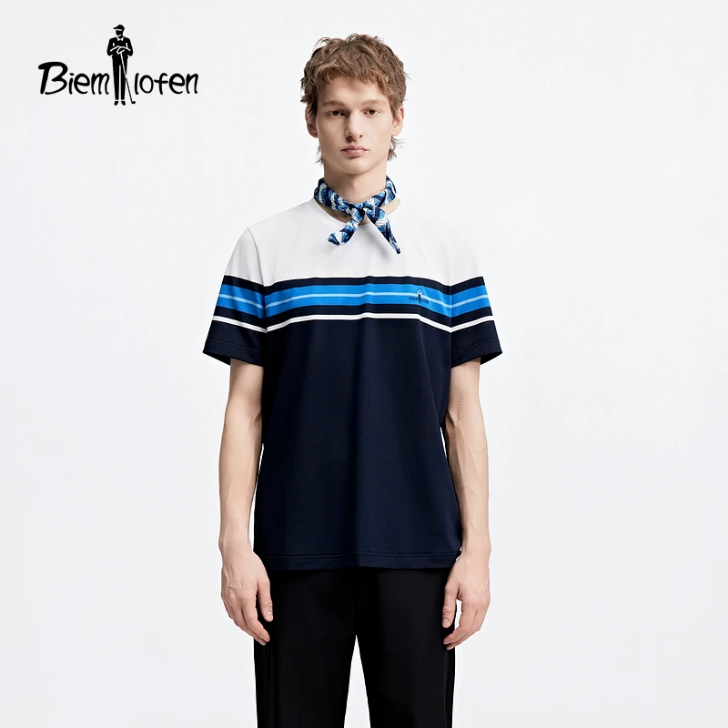 【韩国吸湿排汗面料】比音勒芬2025夏新款休闲短袖圆领T恤男上衣