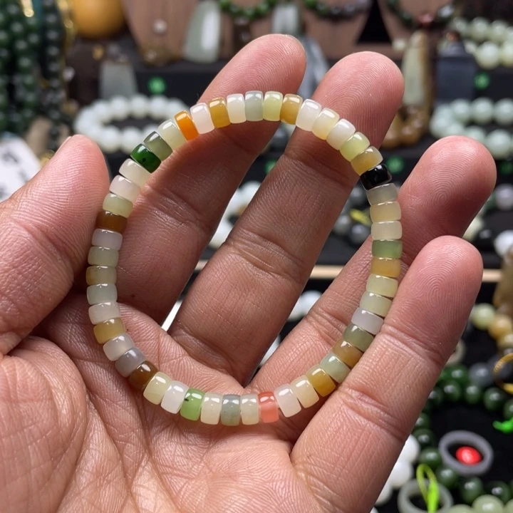 和田玉手串未镶嵌药片卡6