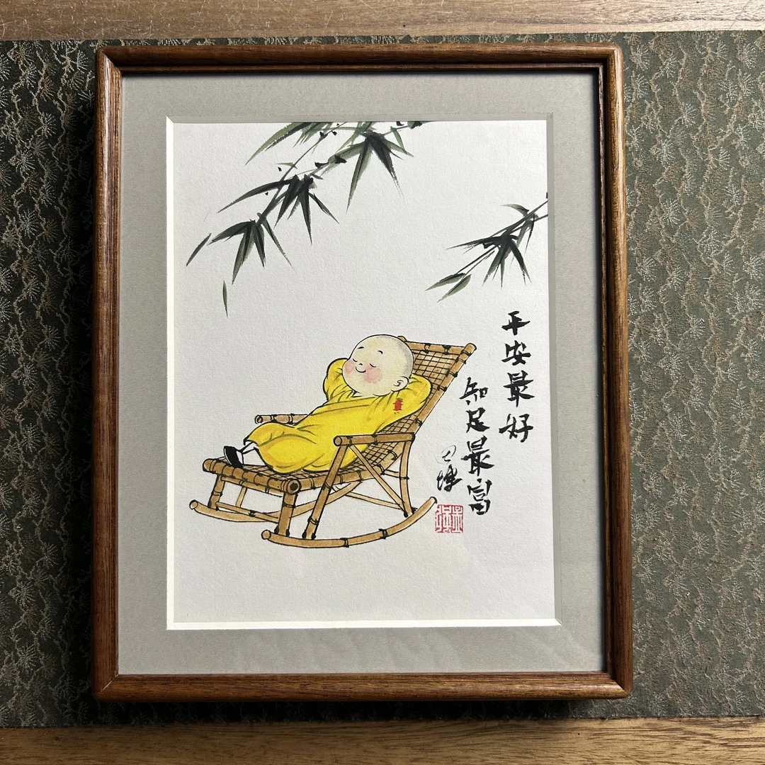 牛孟强老师-十寸手绘-实木摆台-平安zui好