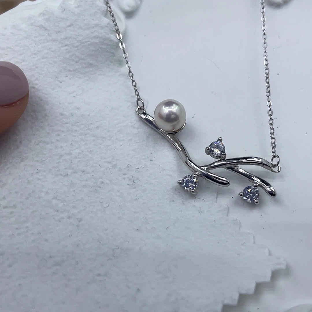 银S925镶嵌海水珍珠吊坠(不含链)