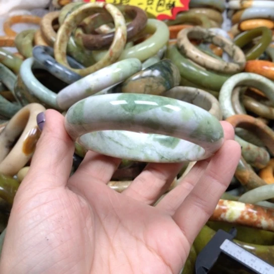 未镶嵌蛇纹石玉手镯小***创