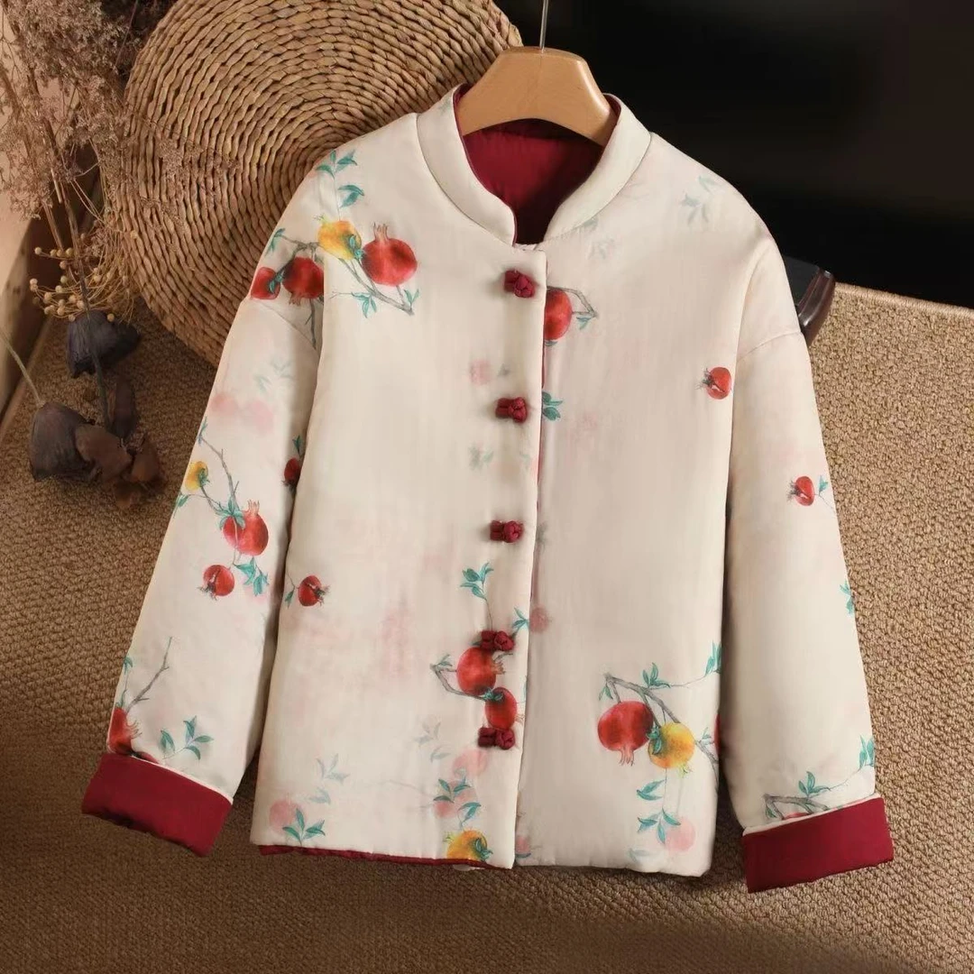 780-1新品高货显瘦洋气气质复古文艺风提花棉麻汉服棉衣