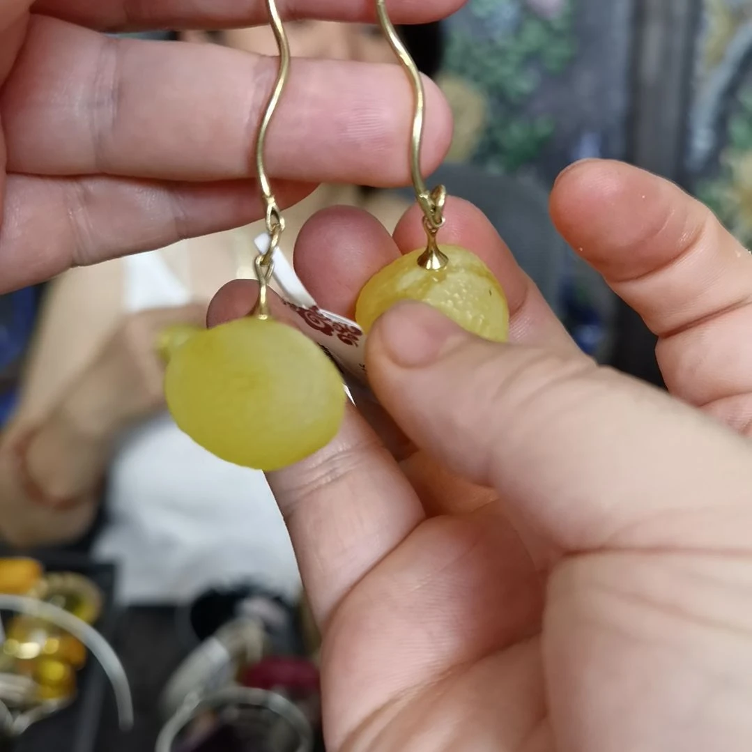 未镶嵌琥珀耳饰耳环