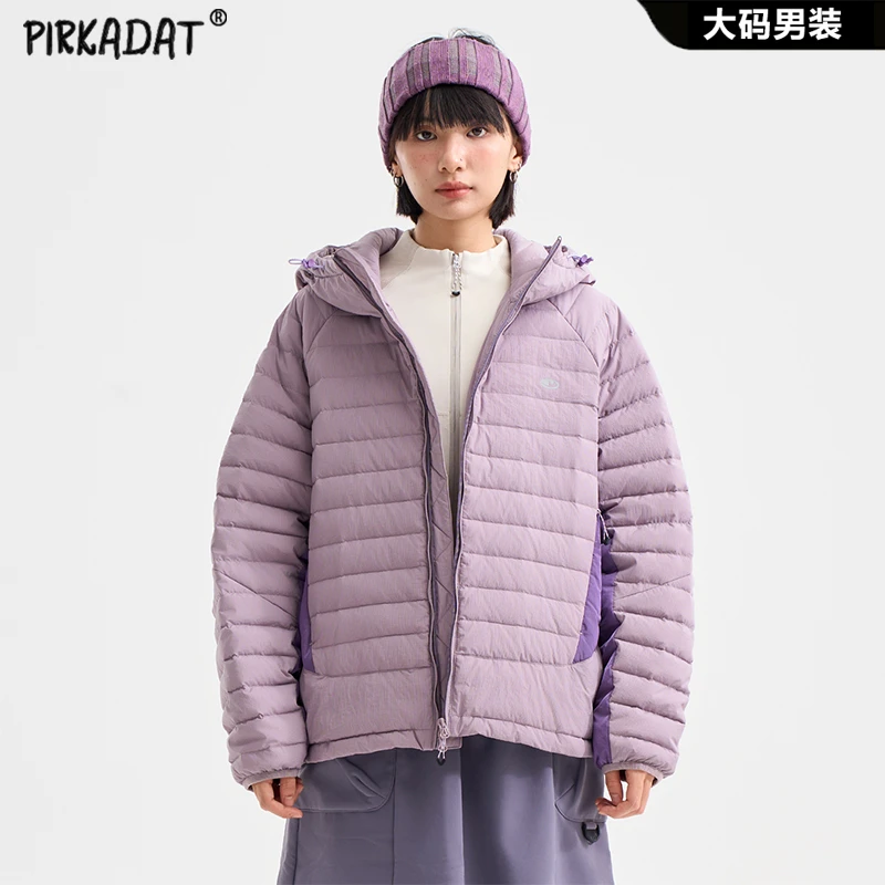 Pirkadat冬季轮胎纹羽绒服男立领拼接加厚保暖外套时尚休闲潮流男