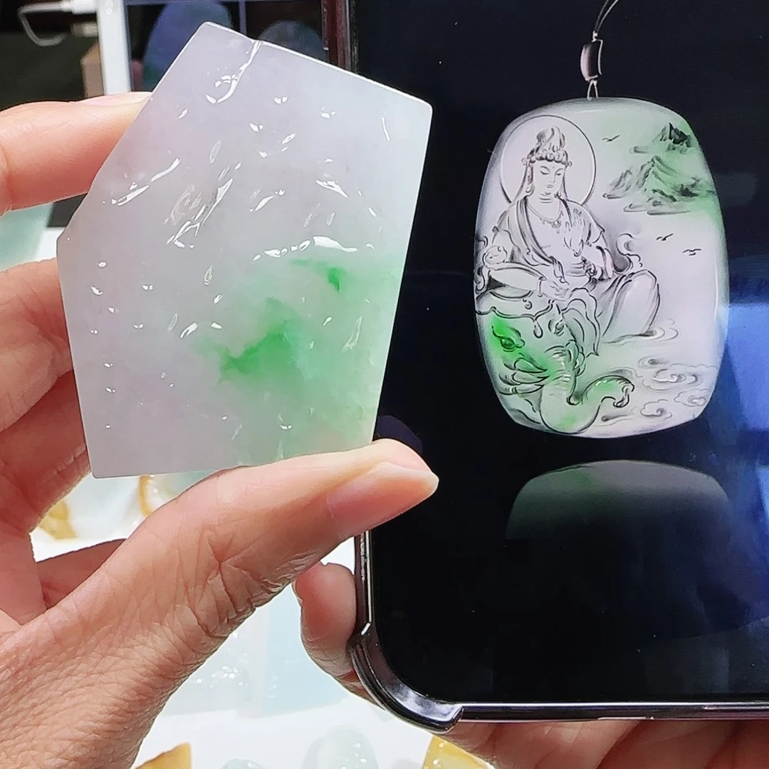 定制翡翠未镶嵌缅甸翡翠挂件