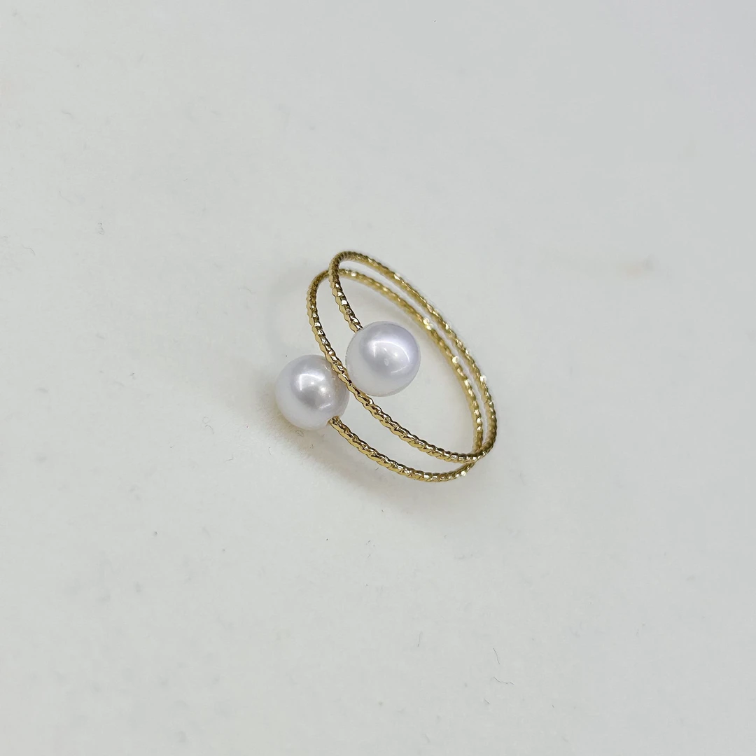 【罗伊伊推荐】淡水珍珠双珠戒指 4-5mm SD013-1