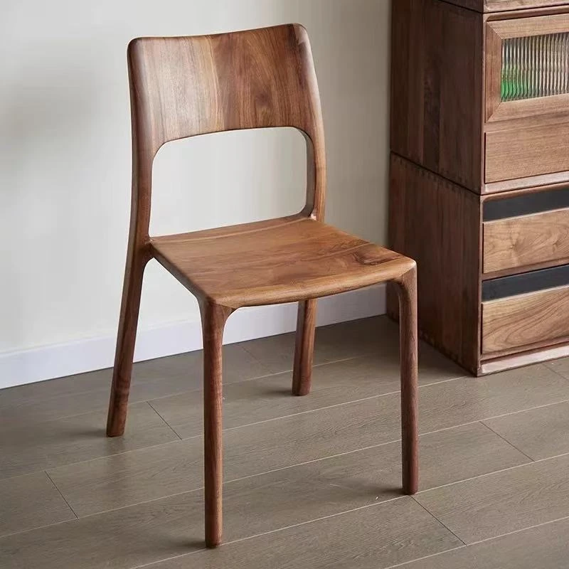 北欧黑胡桃木舒克椅全榫卯实木餐椅简约家用中式新款书桌椅靠背椅