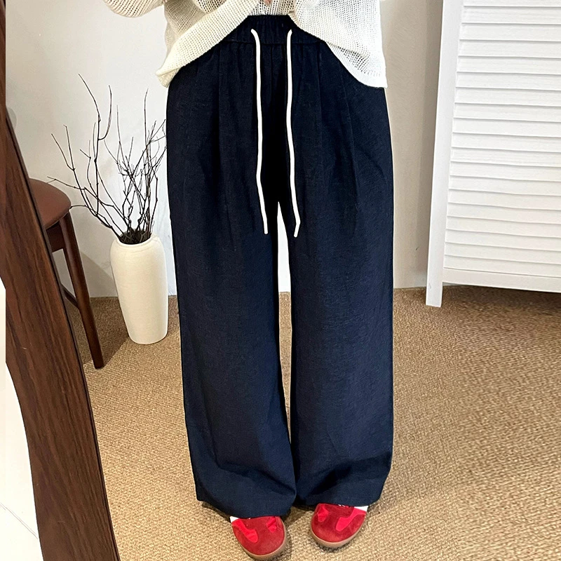 大码女装宽松休闲裤女直筒裤2025秋款胖mm百搭阔腿裤拖地裤NK1265