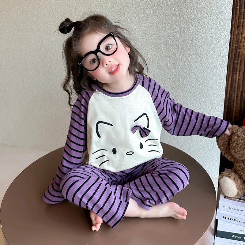 女童睡衣春秋季2025新款儿童纯棉长袖女孩宝宝春款家居服春夏空调