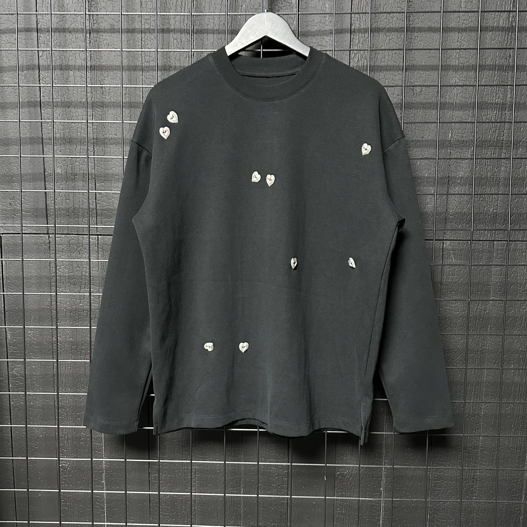 【冷目先生】 小众潮款 原创设计手缝立体金属装饰超柔长袖T恤 5100