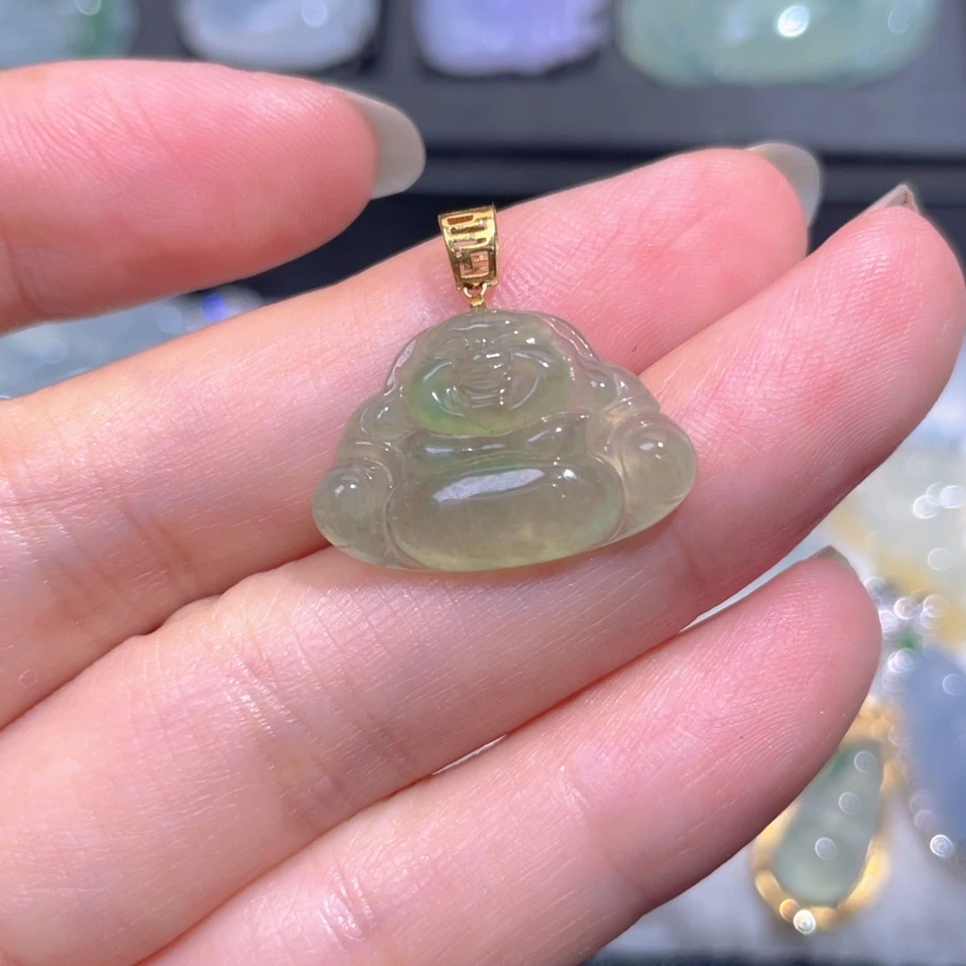 颈饰18K金镶嵌翡翠翡翠