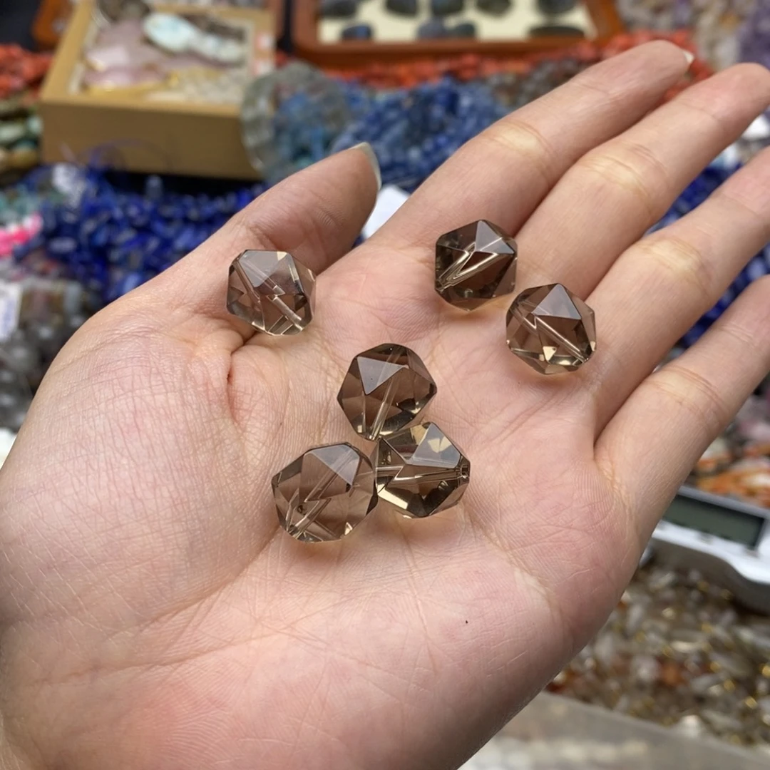 未镶嵌玛瑙/玉髓珠宝半成品一个天然12×14mm净体茶晶菱形