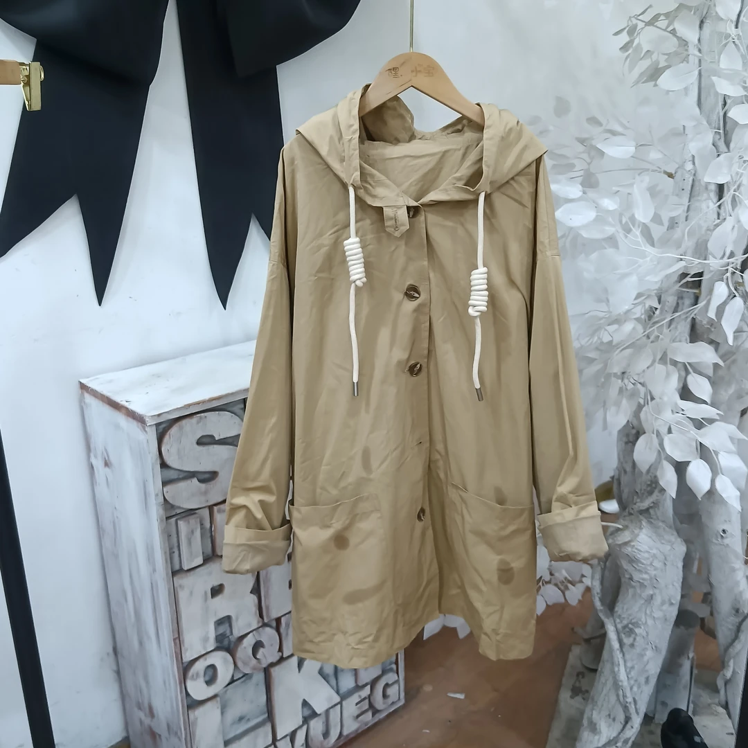 O466卡其色中长款风衣