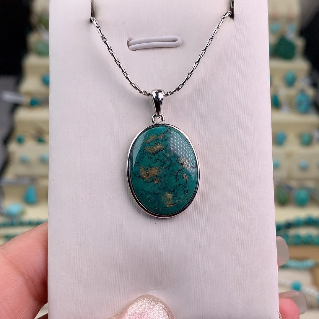 绿松石银S925镶嵌颈饰