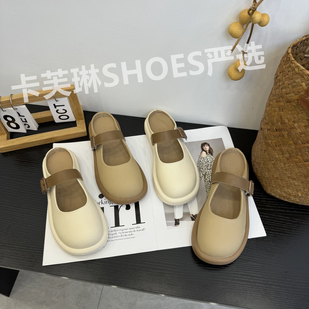 卡芙琳SHOES严选  包头半拖鞋女季新款法式奶奶孕妇懒人穆勒鞋女