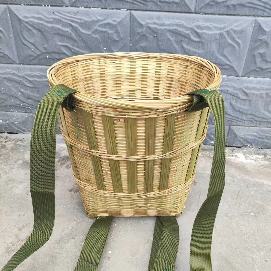 加厚加固手工竹编背篓小号竹青材质家用农用方便外出采摘