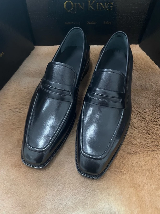 马鞍皮牛皮真皮乐福鞋男士商务正装固特异工艺