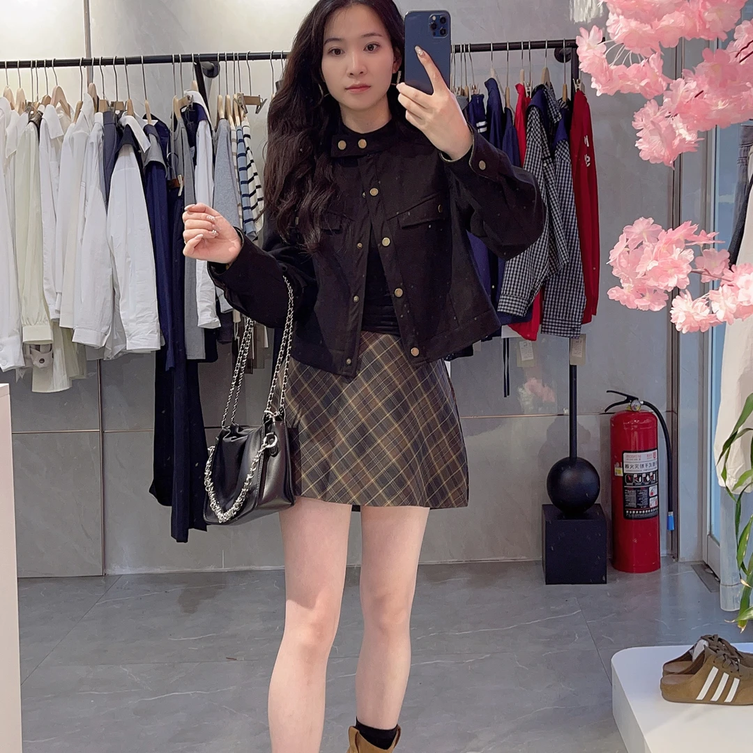 星禾家小个子短款通勤女透气常规单排扣短外套网红牛仔女装气质