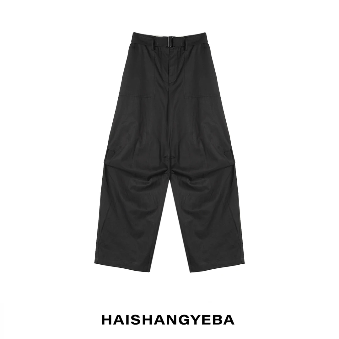 【海上叶爸】新款2025夏季百搭人丝中高腰纯色休闲直筒裤