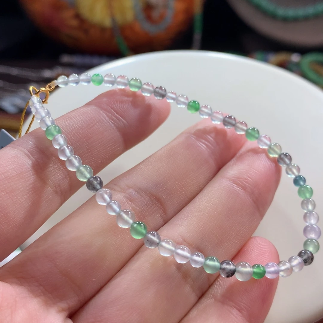 翡翠未镶嵌手串翡翠玻璃钢清冷色系卡3～3.90+