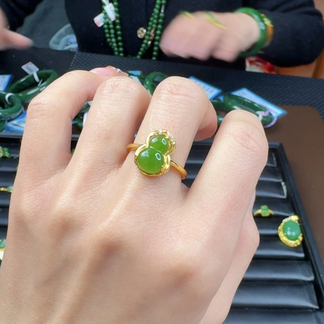 和田玉（碧玉）戒指银S925镶嵌