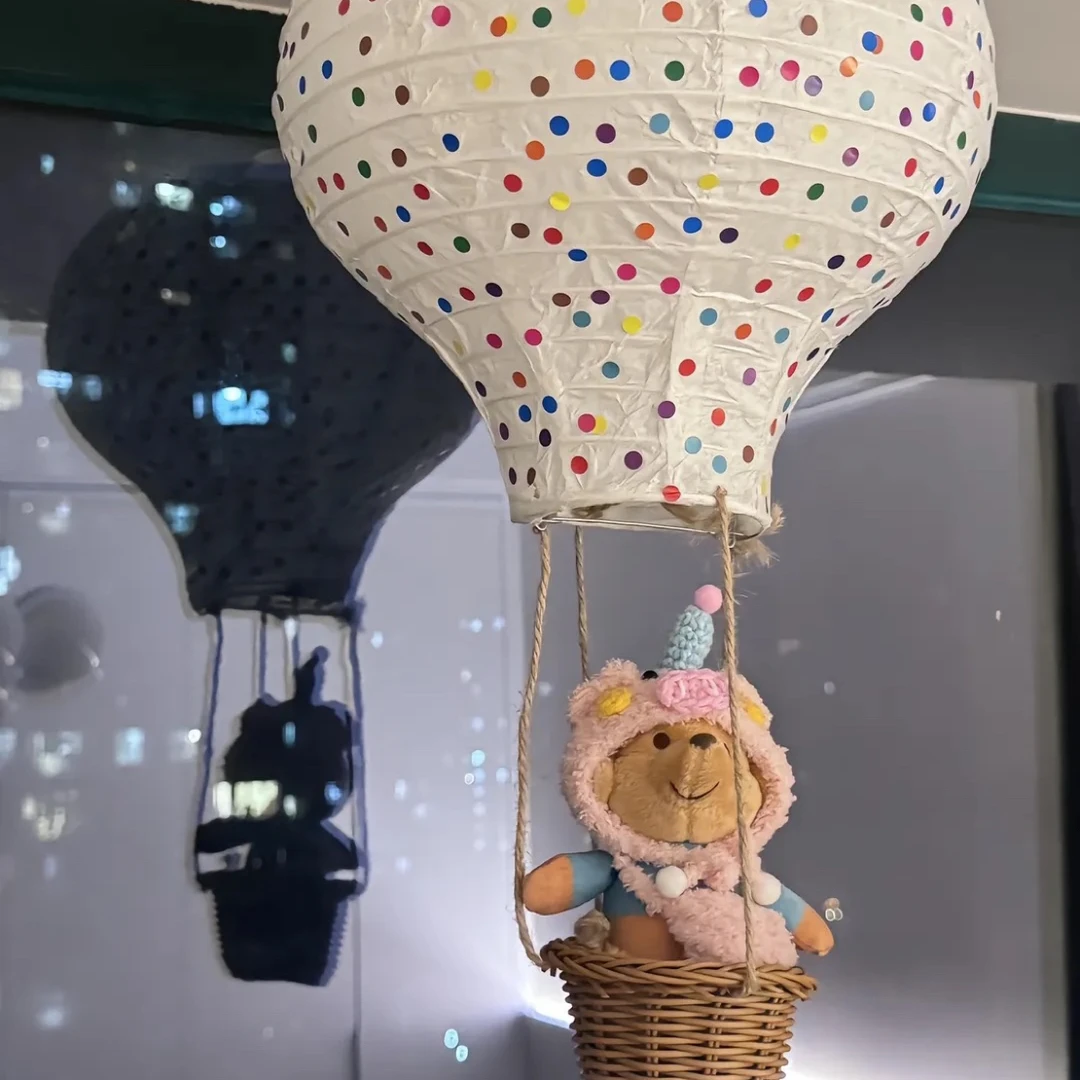 【视频同款遥控小夜灯】小熊热气球玩偶摆件儿童房装饰手工diy挂饰