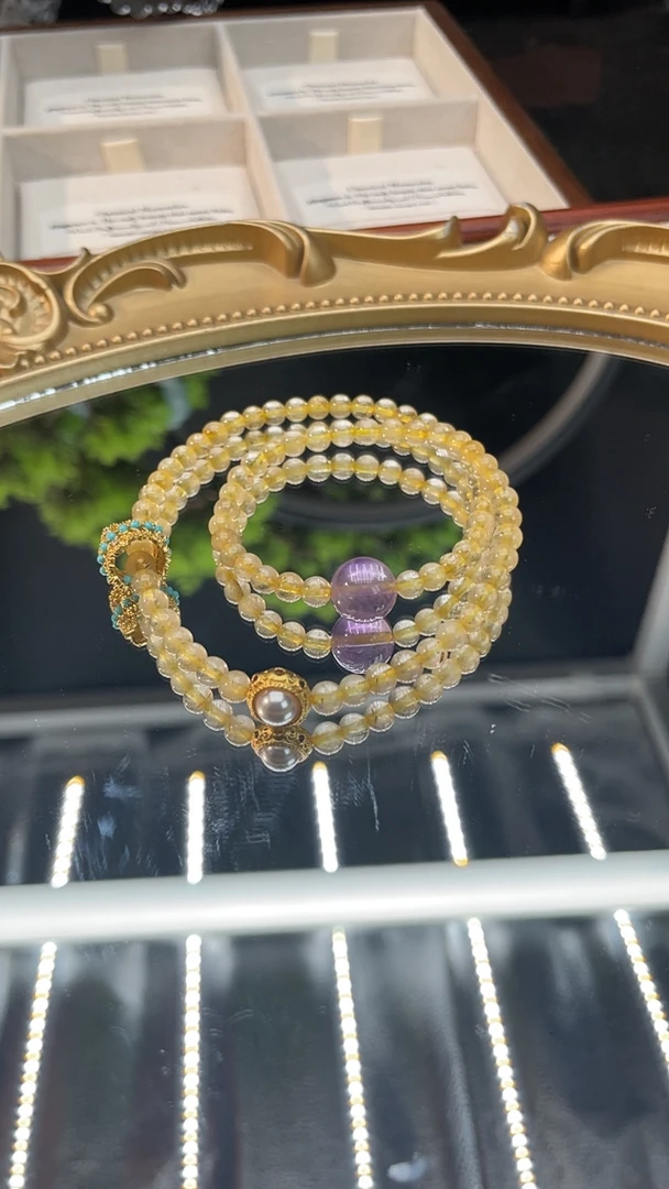 天然金发晶双圈设计款手链