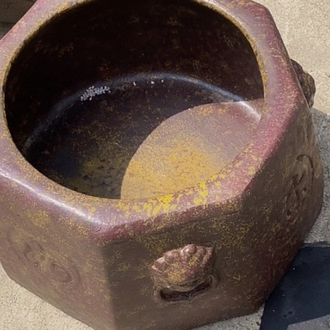 紫砂花盆直26深16无孔瑕疵