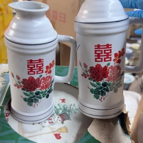 泥塑磁州窑凉水壶两个高度20