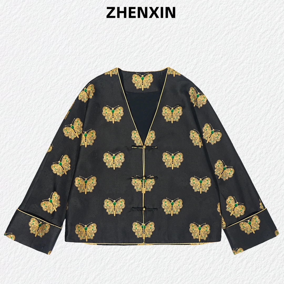 【黑金蝴蝶】上久楷正品老宋锦新中式国风外套上衣春秋百搭气质潮