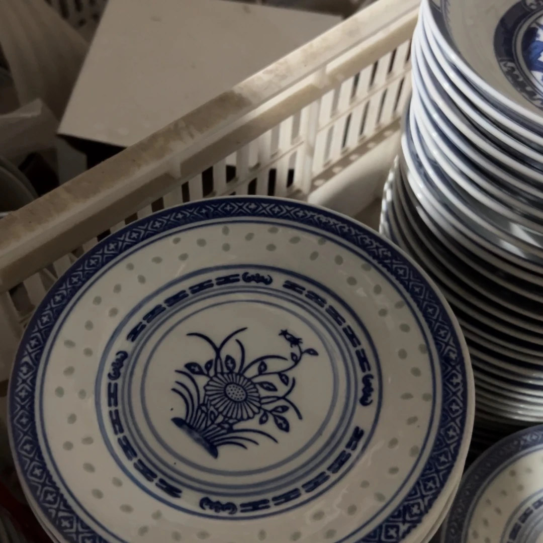 碗青花玲珑7寸兰花平盘4个