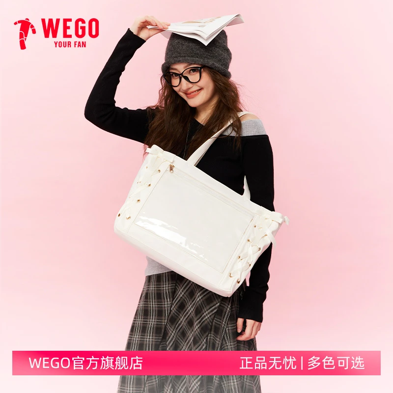 WEGOHARAJUKU皮面款丝带痛包包S码秋冬大容量丝皇吧唧女士单肩包4