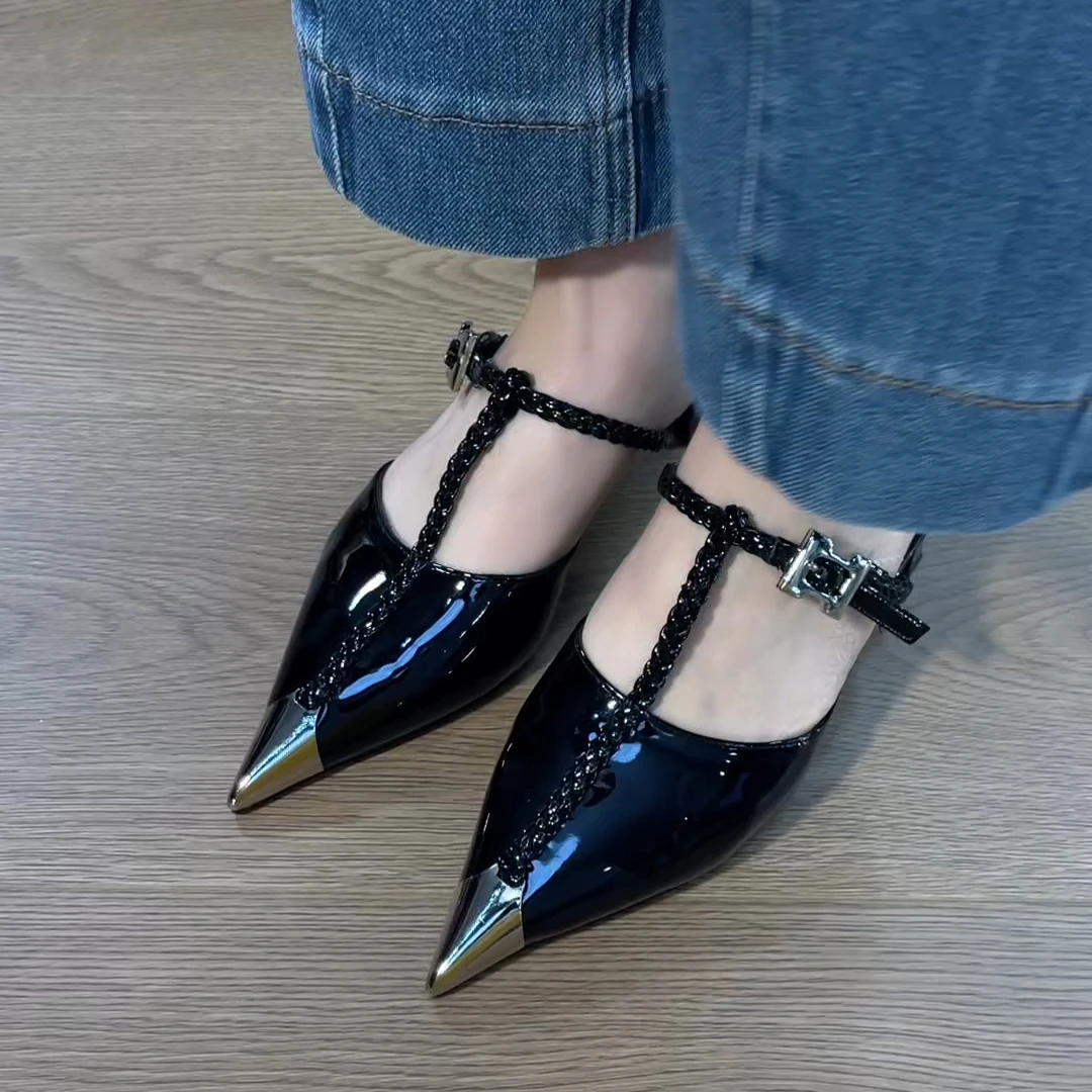 拖鞋夏季2025 爆款气质金属尖头包头拖气质休闲百搭软底半拖凉鞋