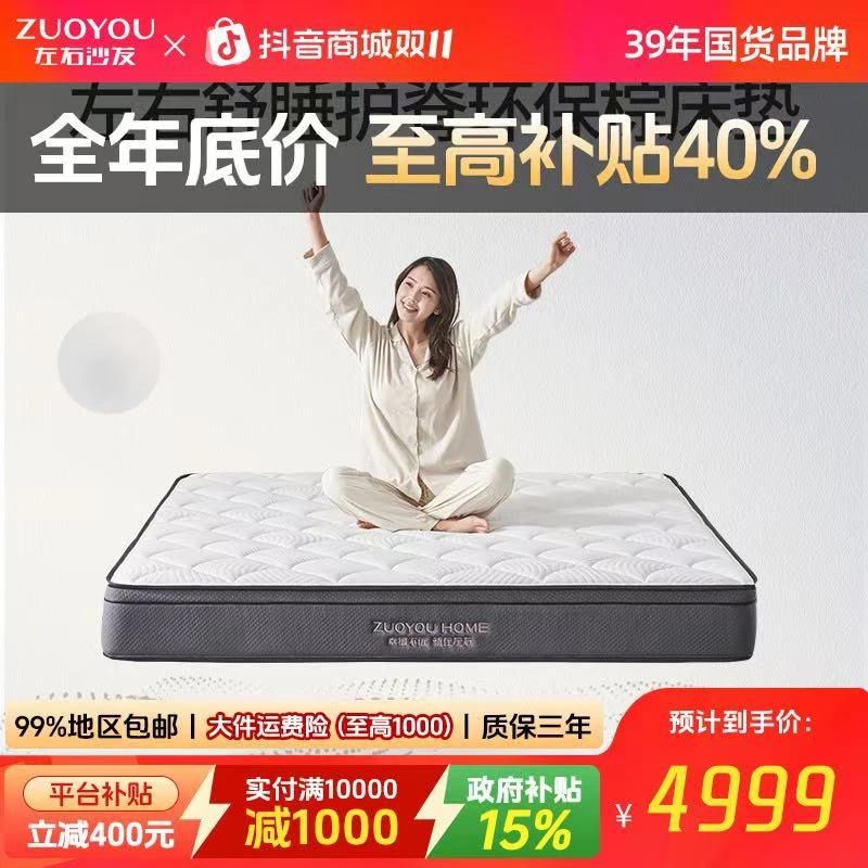 左右弹簧床垫天然椰棕23cm家用护腰护脊床垫DZM6017补