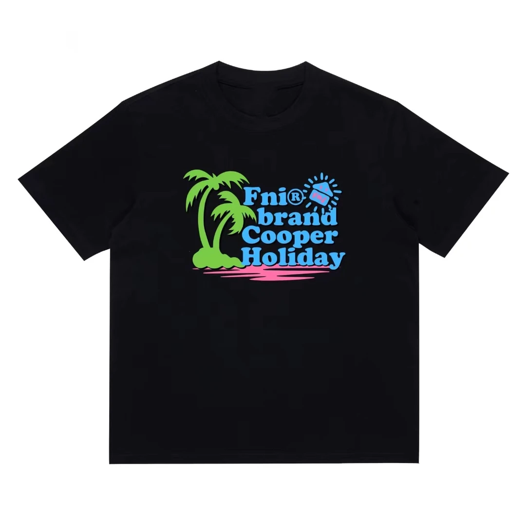 FNI国潮重磅纯棉（节日cooper）男女同款t恤美式复古短袖24新款发泡