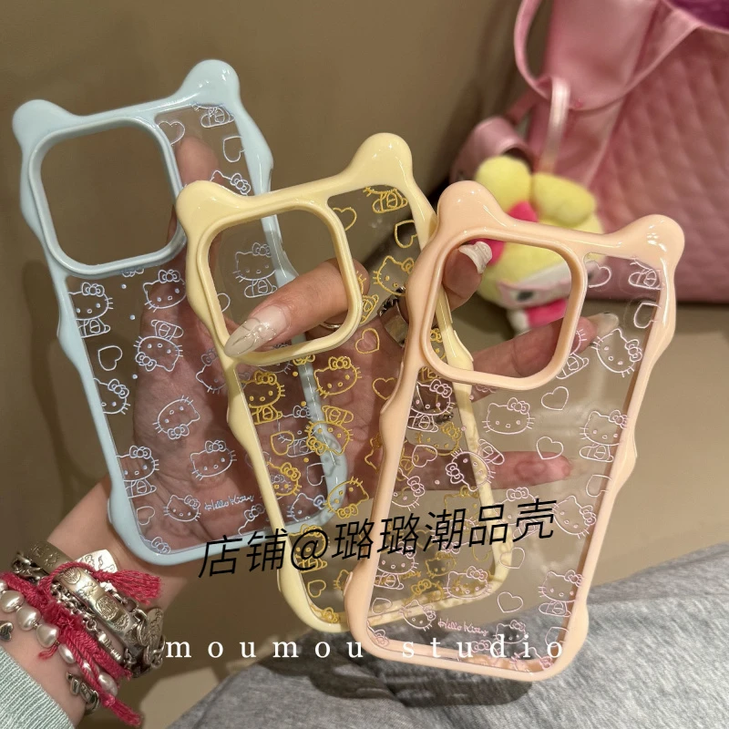 爆款猫耳朵波点爱心猫咪适用于iPhone16手机壳15苹果14趣味创意13