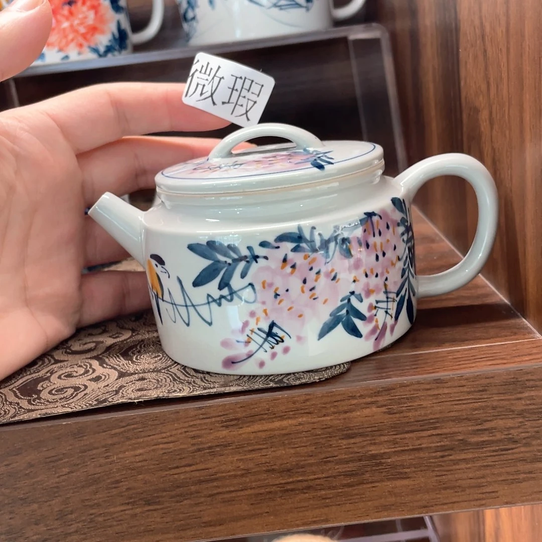 釉下手绘茶具微瑕