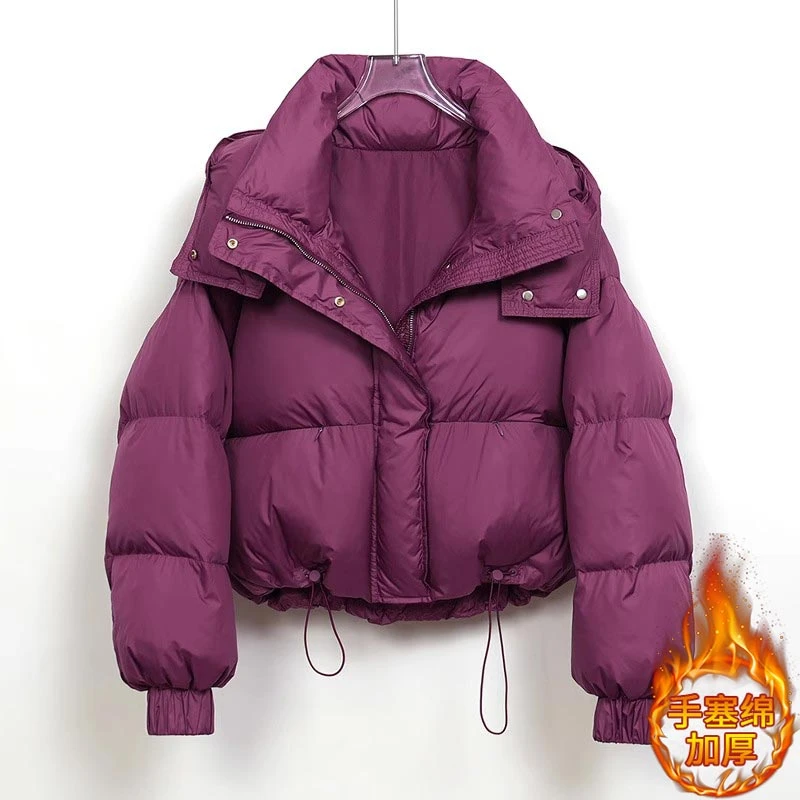 香朵儿高级感保暖短款棉服女冬季2026新款加厚保暖连帽面包服外套