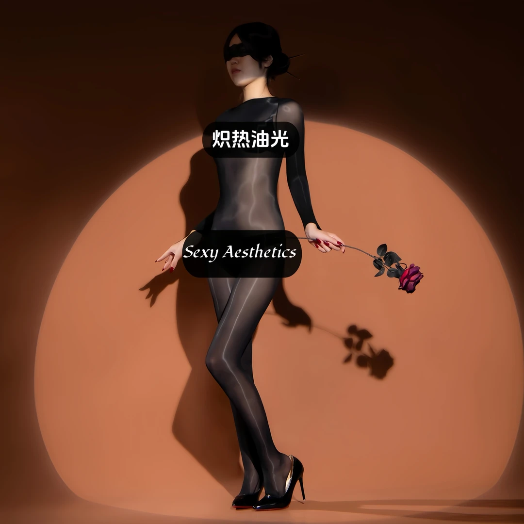 【炽热油光】6D油亮连体袜薄全身包长袖连体衣紧身打底衣女