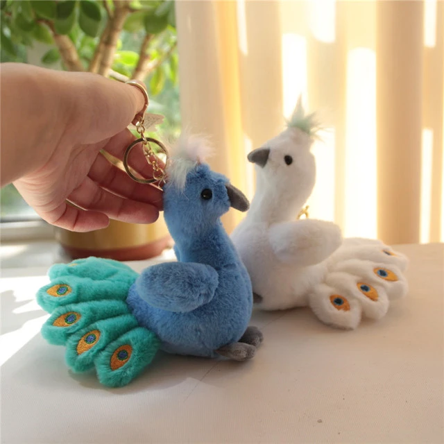 创意可爱孔雀毛绒玩具女生钥匙扣揹包玩偶小挂件公仔配饰娃娃礼品