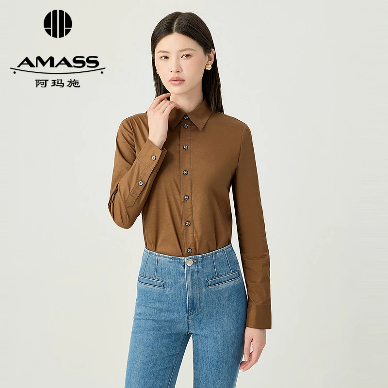AMASS/阿玛施复古学院明线收腰设计长袖衬衫530017