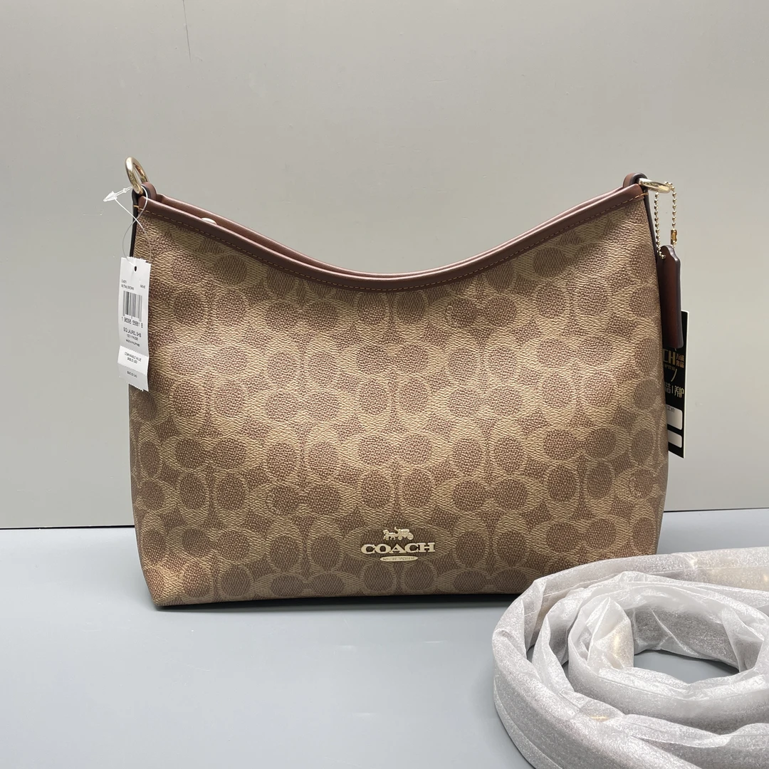 99新 COACH/蔻驰 laurel31棕老花流浪包31*22*11cmHB111301