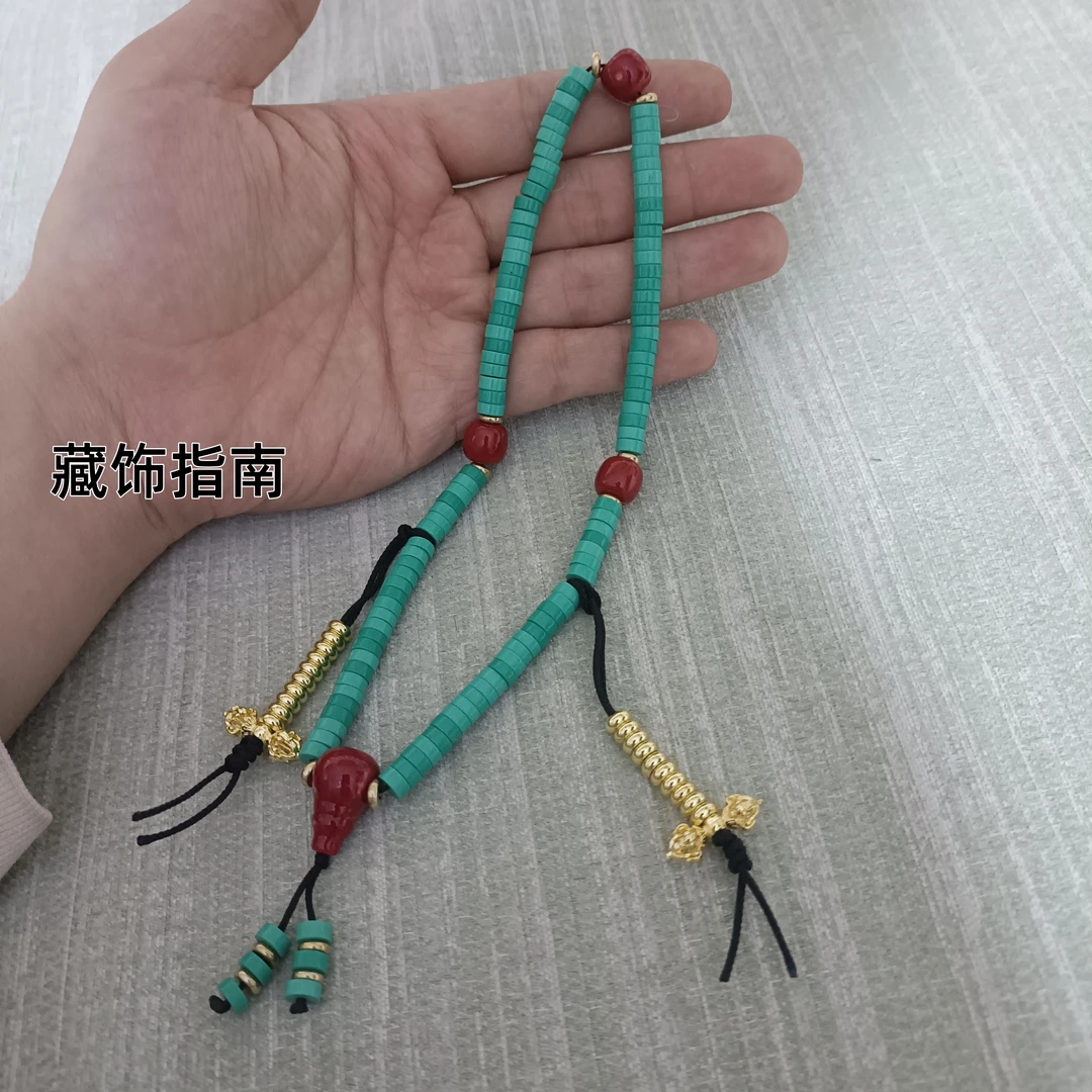 黄铜石英石手链 新款藏式小众念珠佛珠手链串珠人工石民族风手工