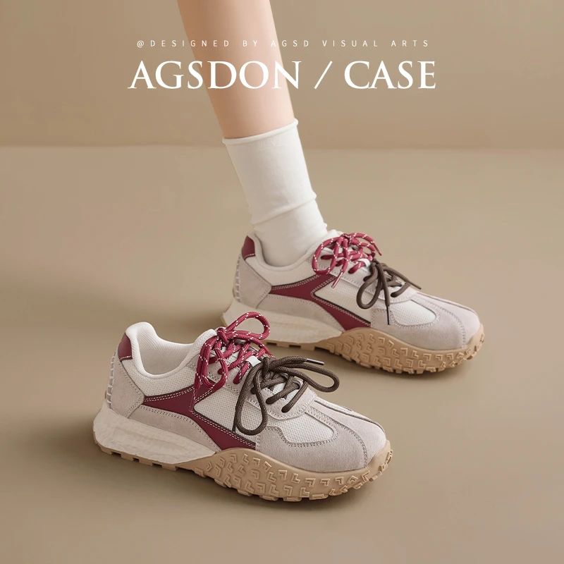 W151064美式德训鞋女款2025新款厚底增高时尚休闲运动阿甘鞋